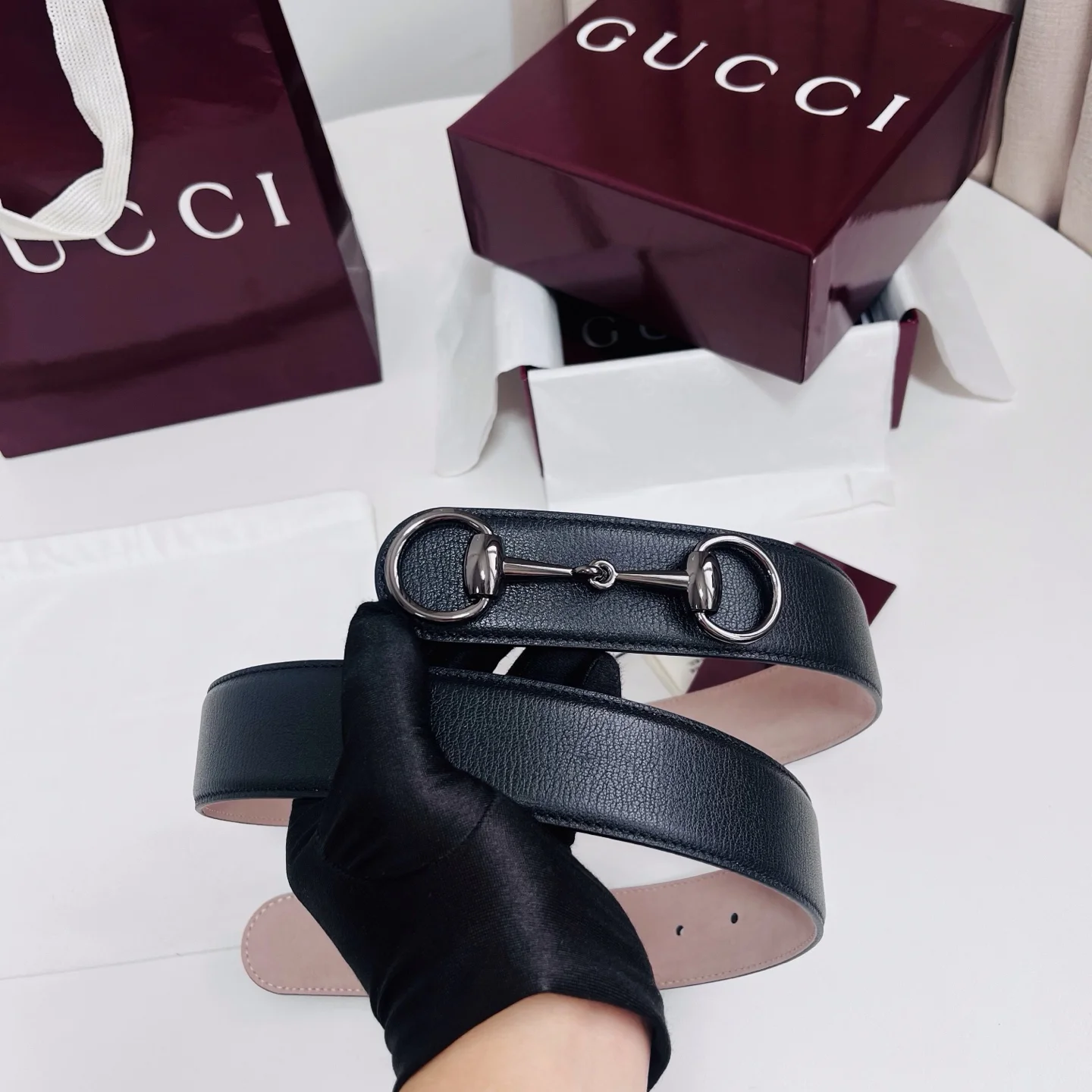 GUCCI Belts Calf Leather Black-Silver A80202609070552 - Image 5