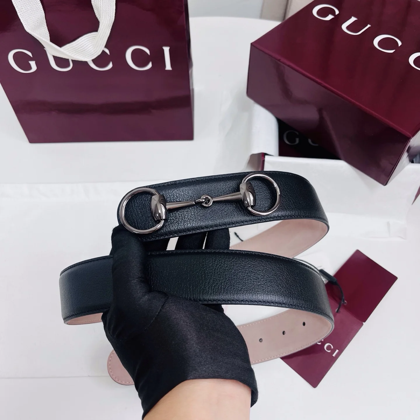 GUCCI Belts Calf Leather Black-Silver A80202609070552 - Image 7
