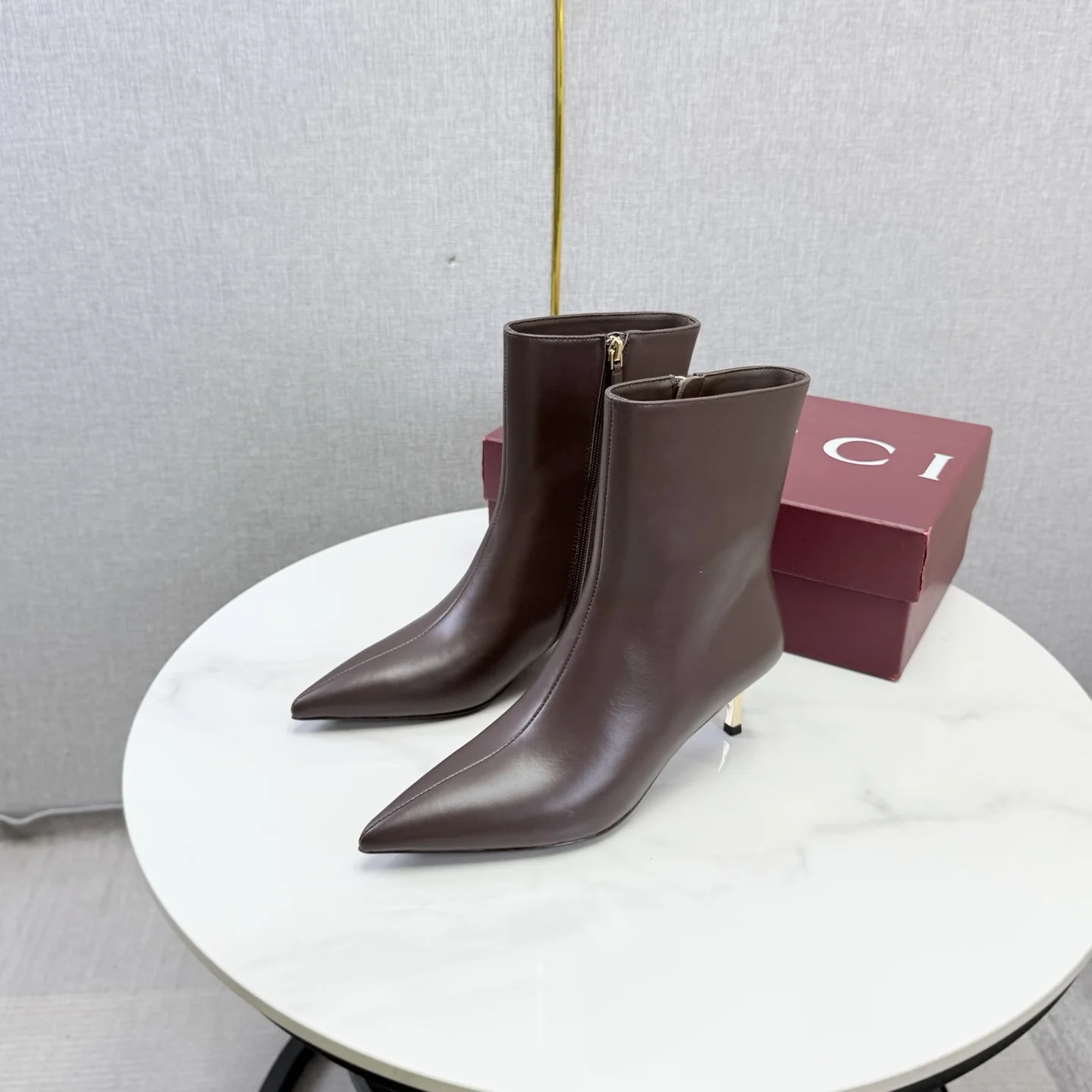 GUCCI Booties Brown-Gold C60202609110614 - Image 3