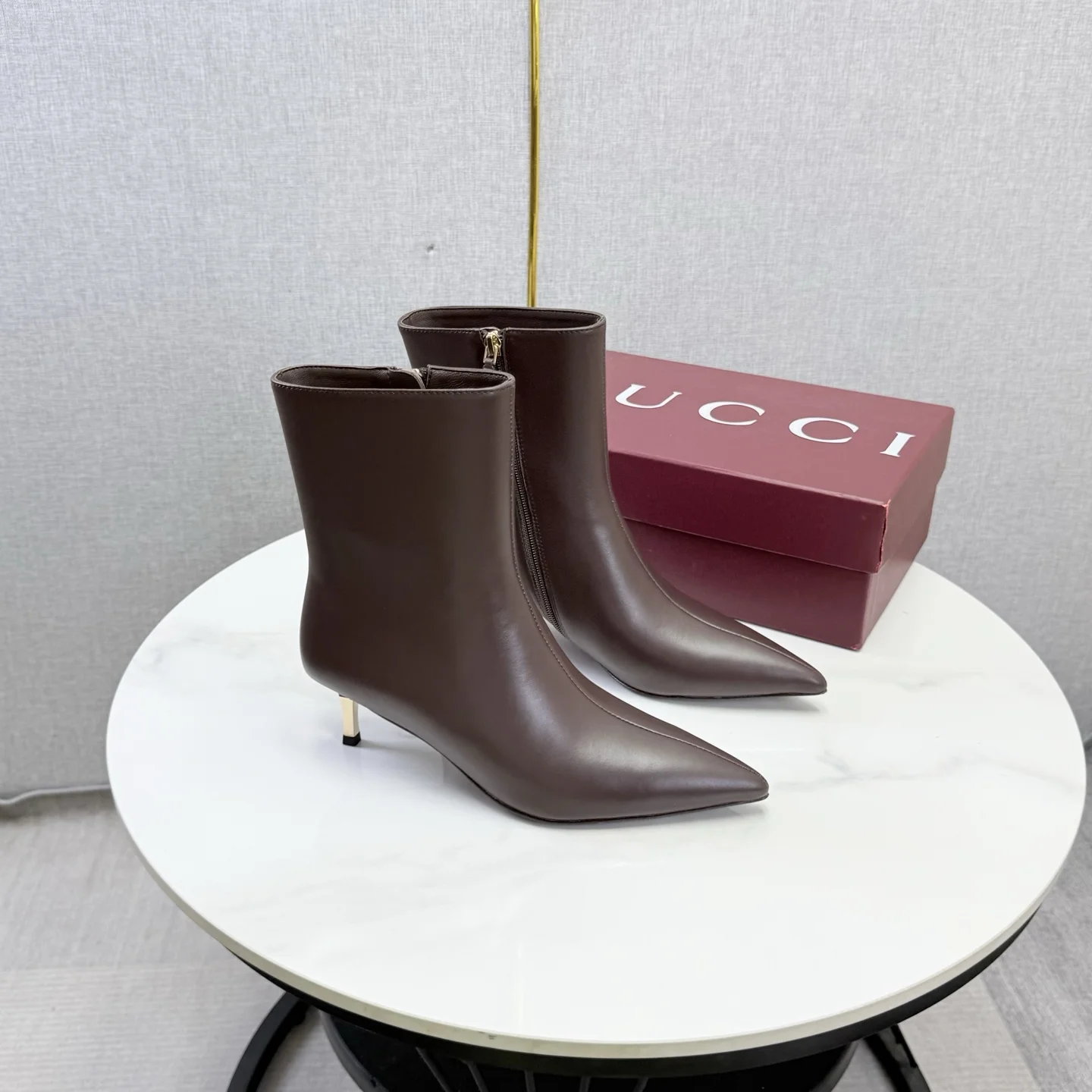 GUCCI Booties Brown-Gold C60202609110614 - Image 4