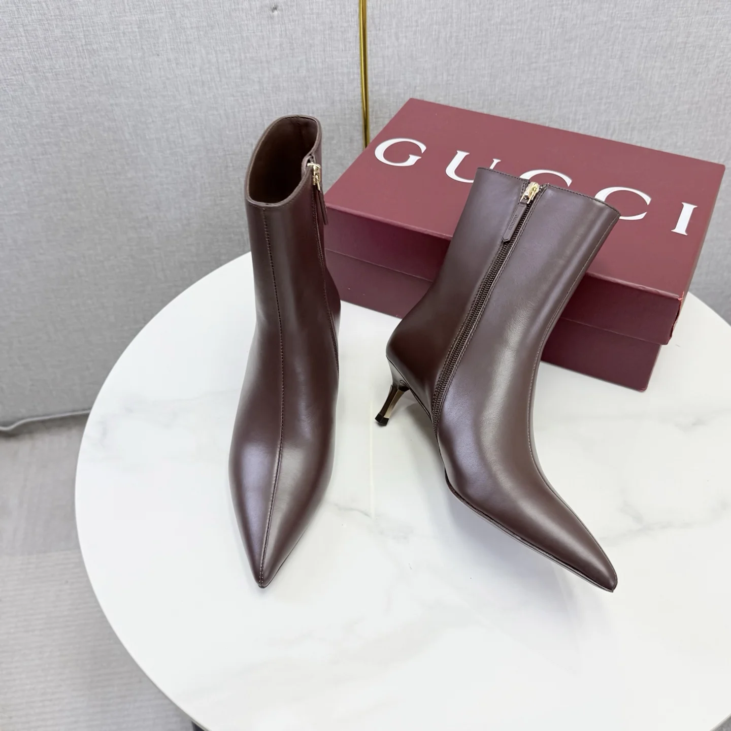 GUCCI Booties Brown-Gold C60202609110614 - Image 6