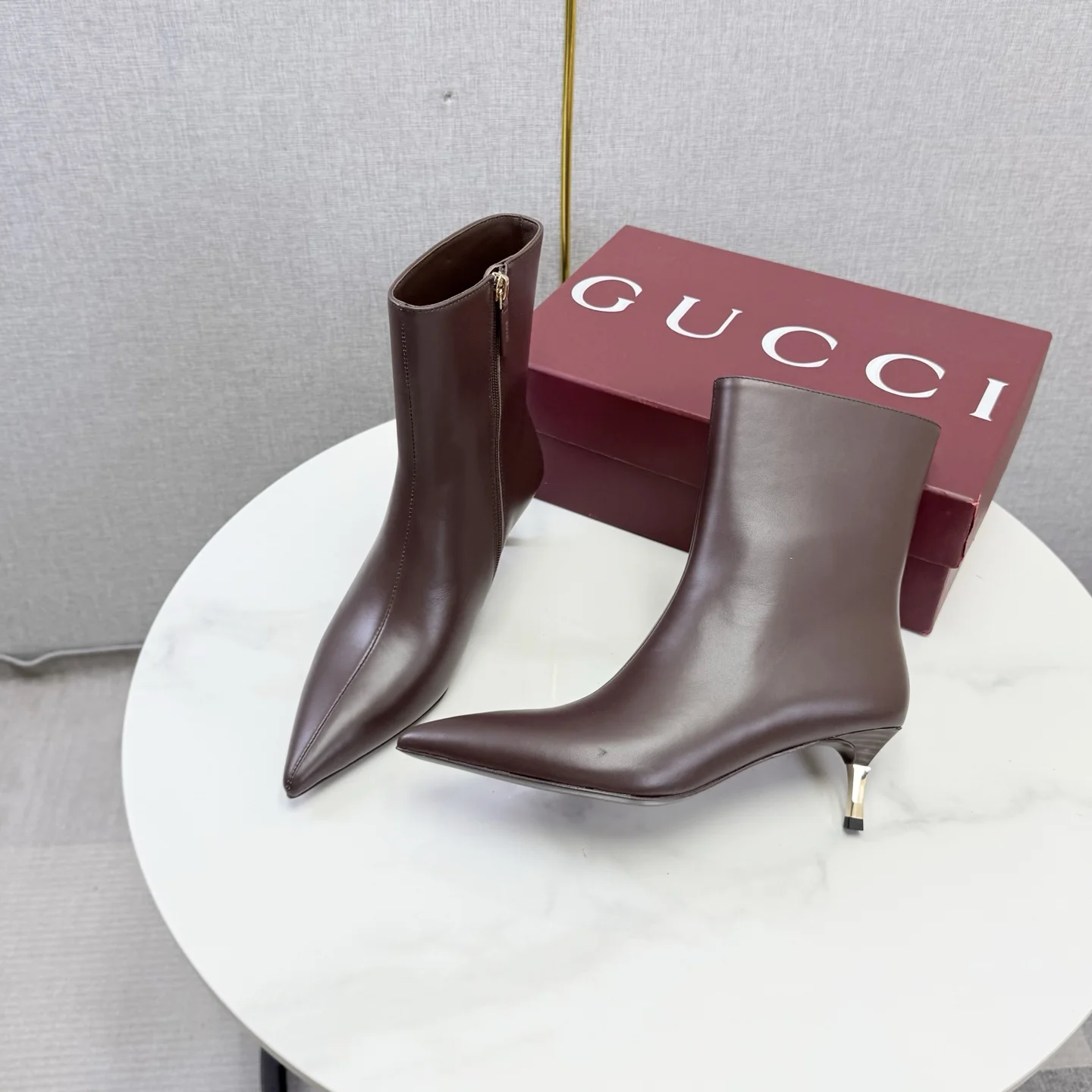 GUCCI Booties Brown-Gold C60202609110614 - Image 7