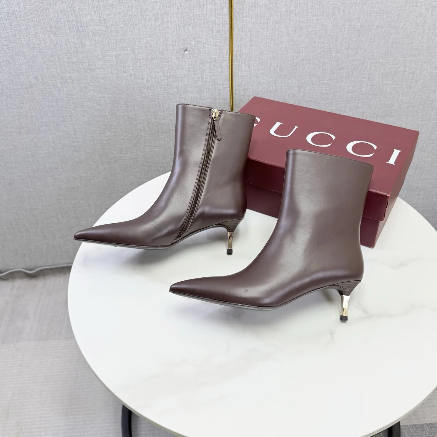 GUCCI Booties Brown-Gold C60202609110614 - Image 8