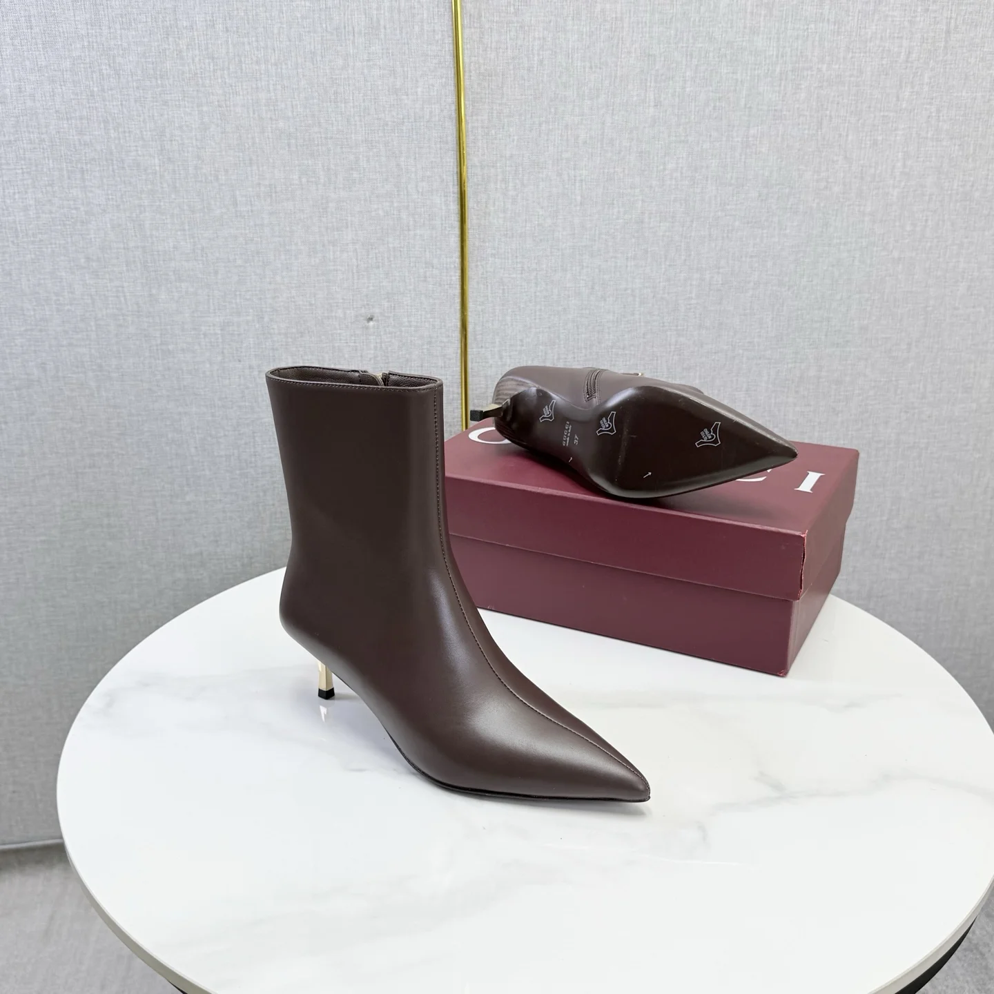 GUCCI Booties Brown-Gold C60202609110614 - Image 9