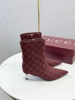 GUCCI Booties Burgundy-Silver C50202609110612
