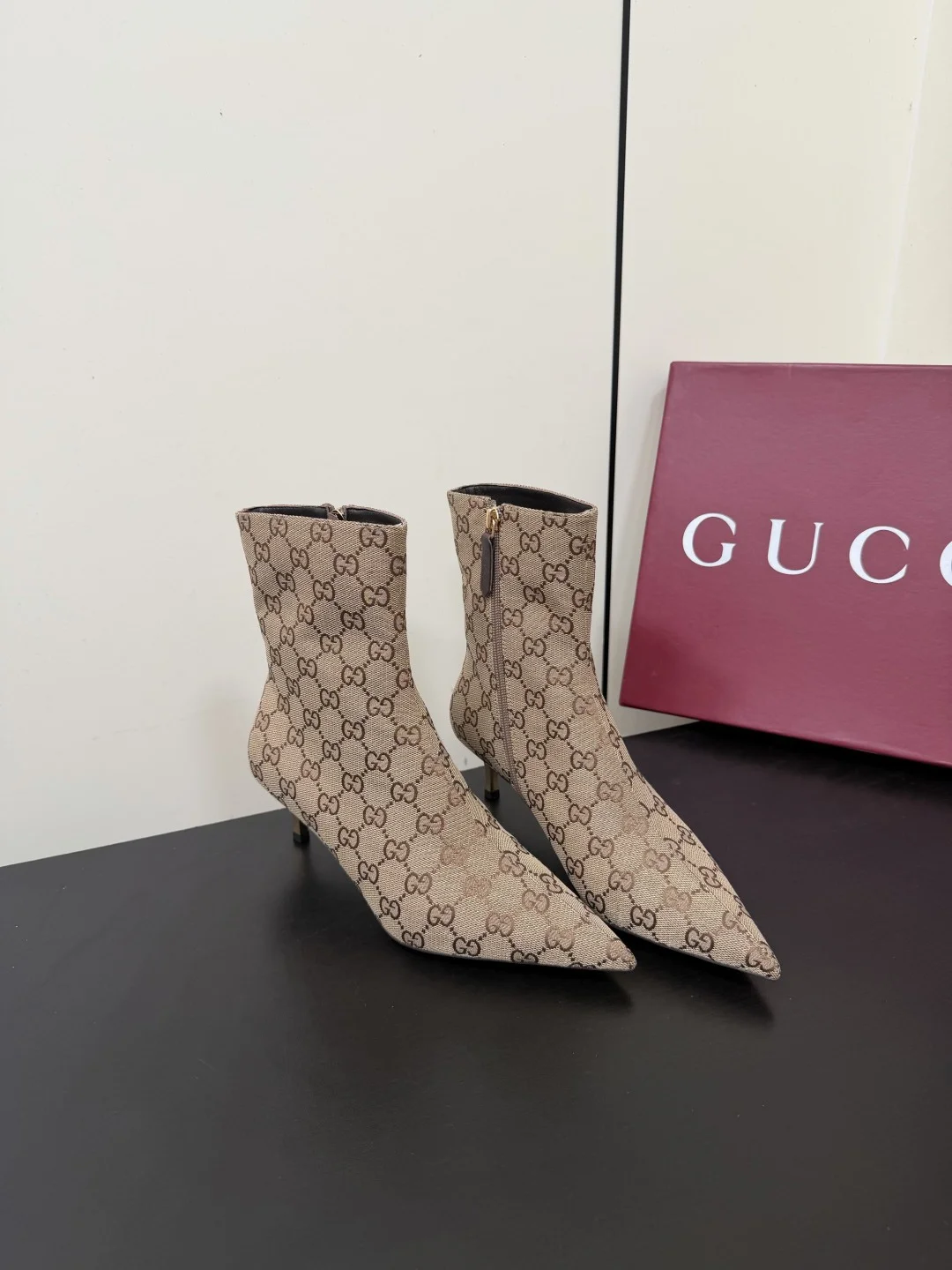 GUCCI Booties Leather Canvas Beige-Brown EU35-42 C70202609110762 - Image 2