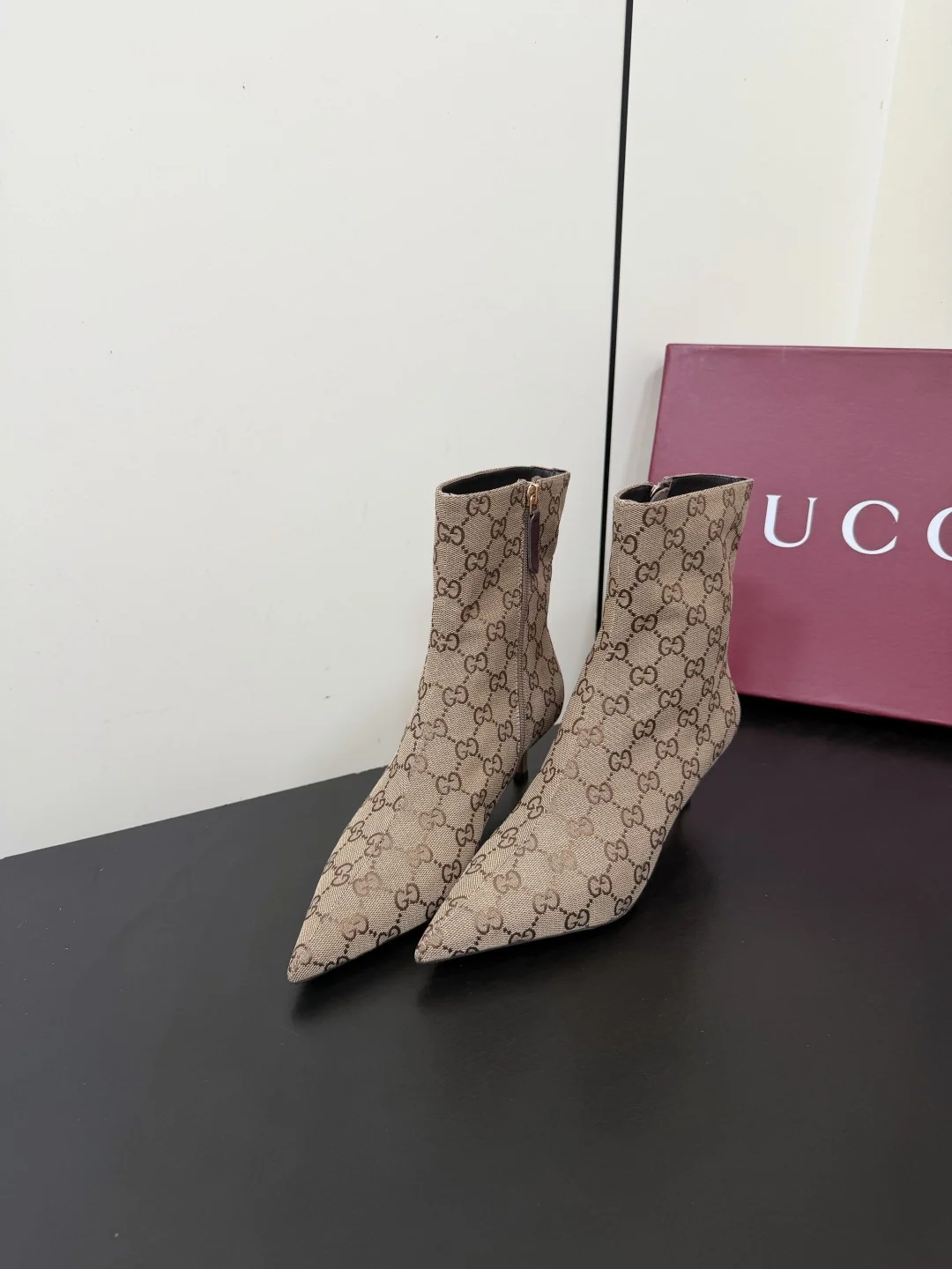 GUCCI Booties Leather Canvas Beige-Brown EU35-42 C70202609110762 - Image 3