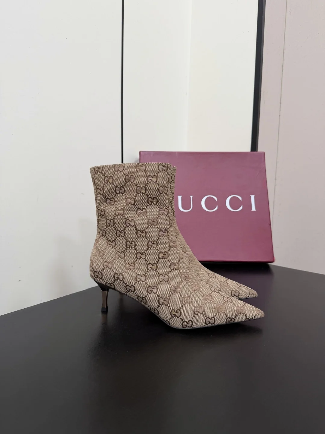 GUCCI Booties Leather Canvas Beige-Brown EU35-42 C70202609110762 - Image 4