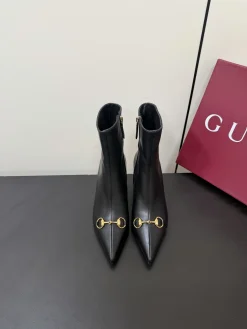 GUCCI Booties Leather Canvas Black-Gold EU35-42 C70202609110759