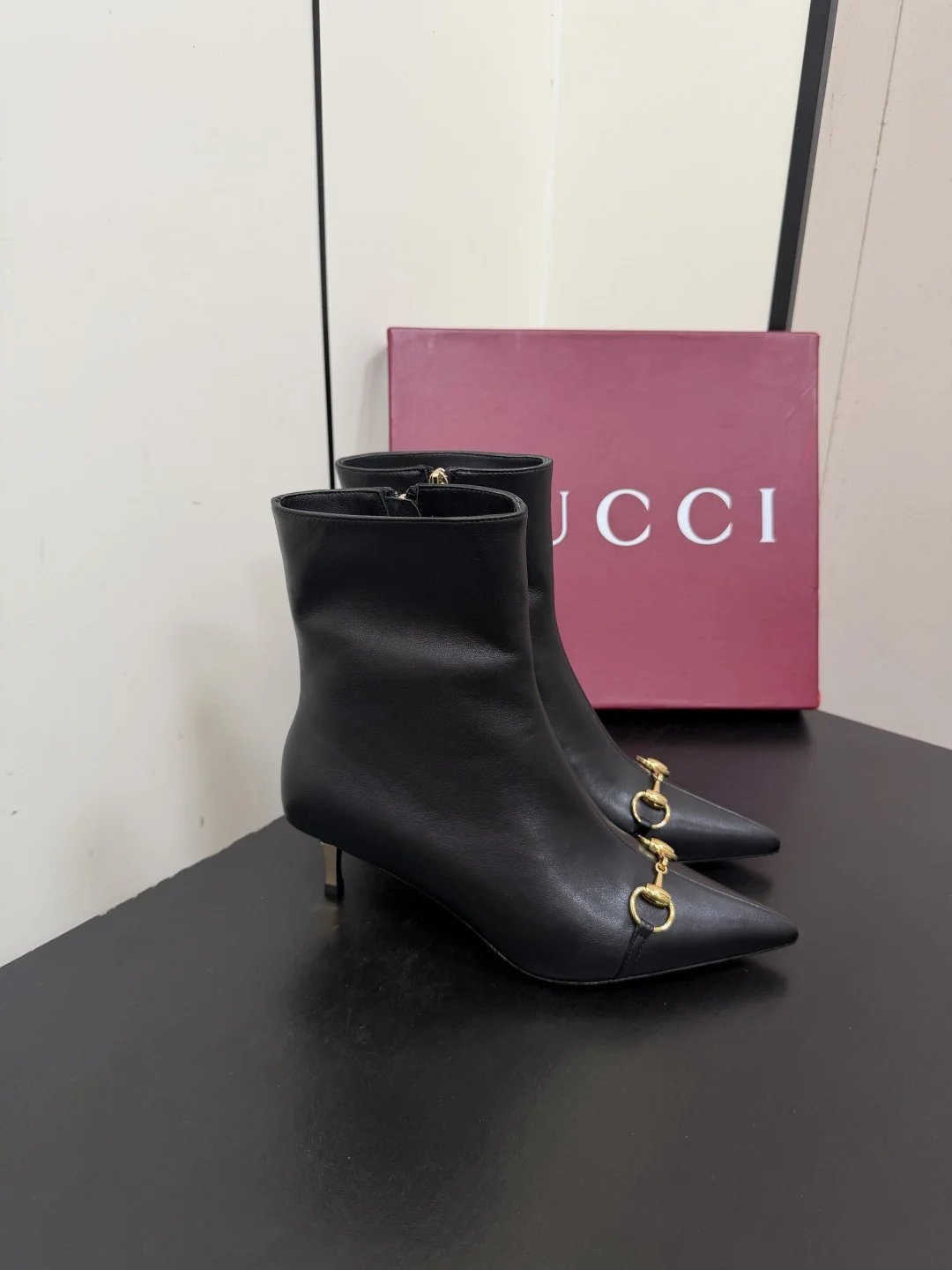GUCCI Booties Leather Canvas Black-Gold EU35-42 C70202609110759 - Image 4