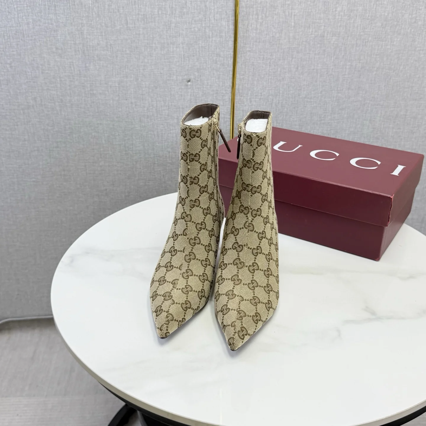 GUCCI Booties Patent Leather Beige-Brown EU35-41 C50202609110610 - Image 2