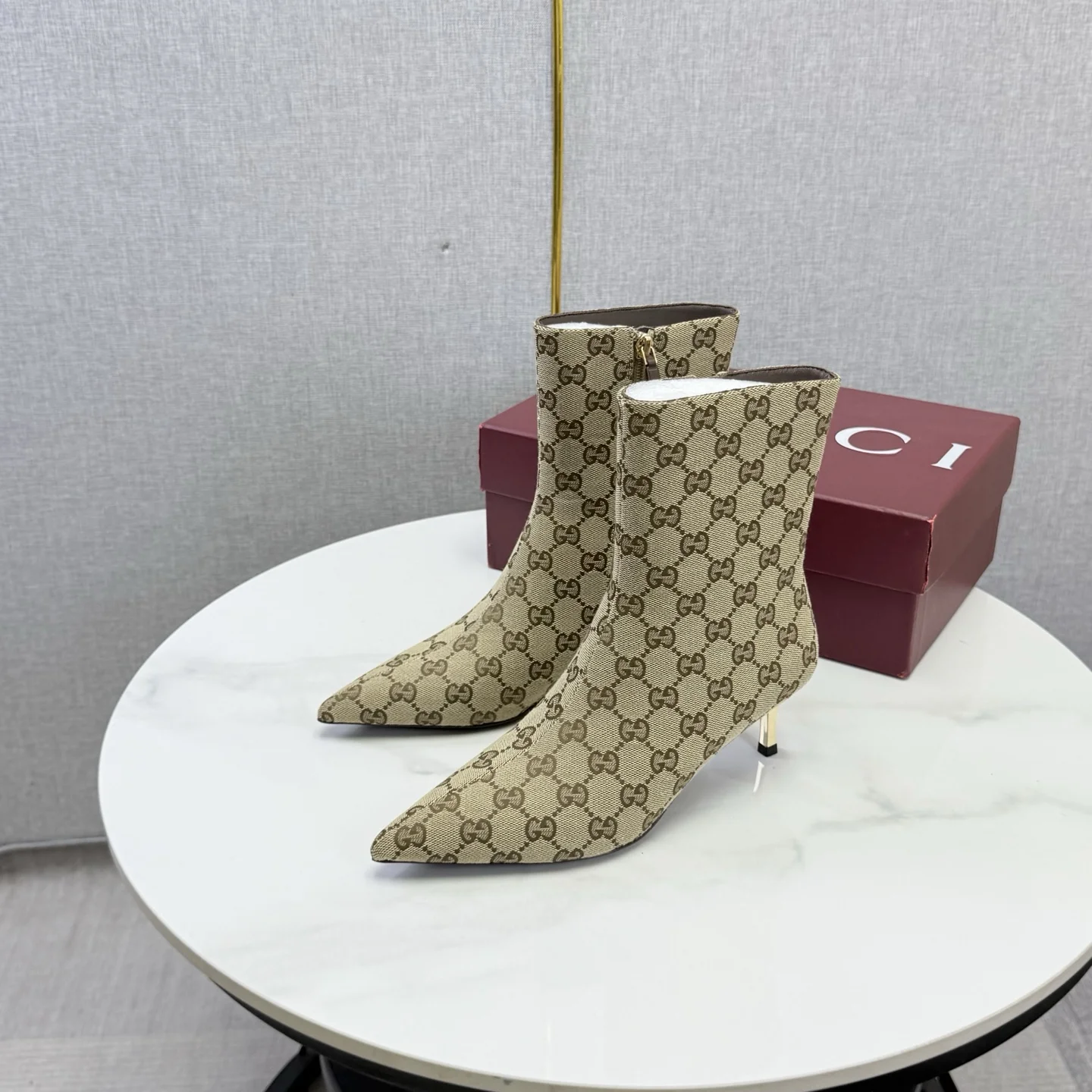 GUCCI Booties Patent Leather Beige-Brown EU35-41 C50202609110610 - Image 3
