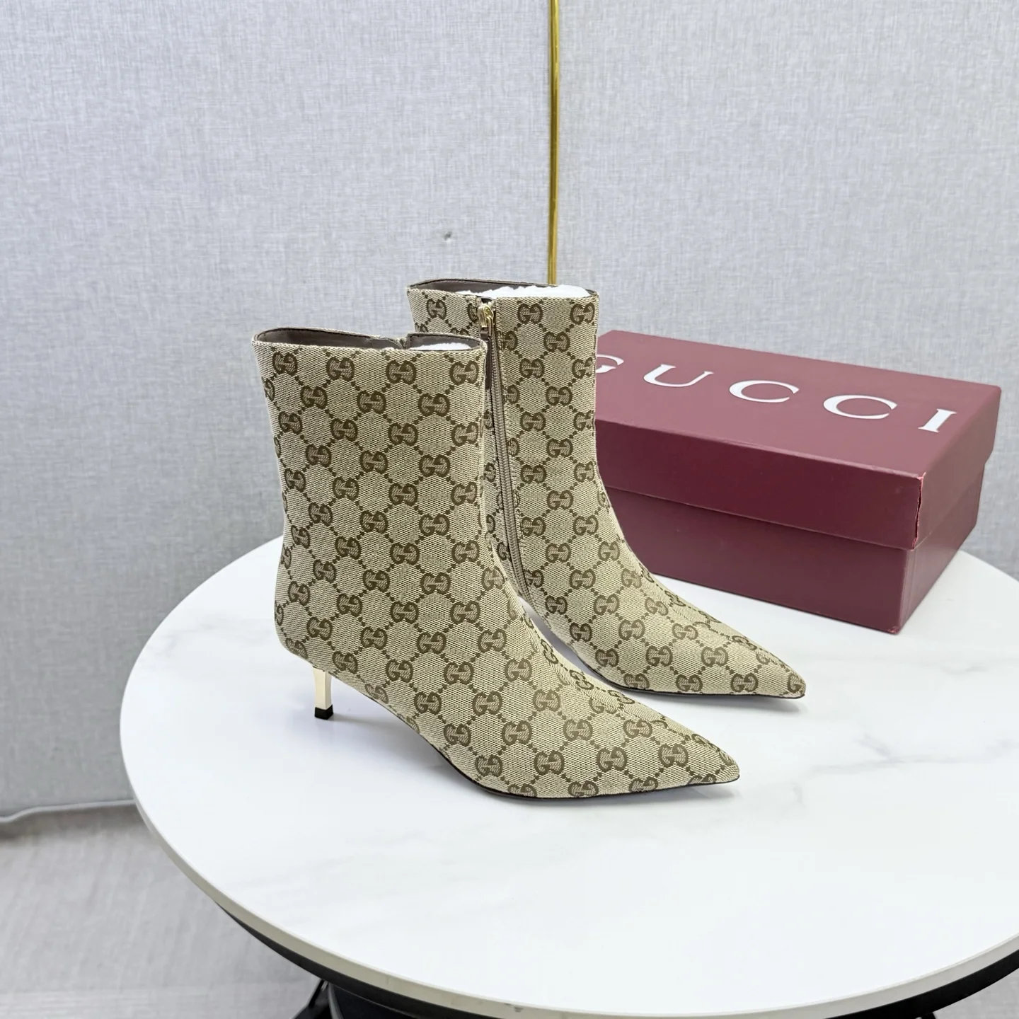 GUCCI Booties Patent Leather Beige-Brown EU35-41 C50202609110610 - Image 4