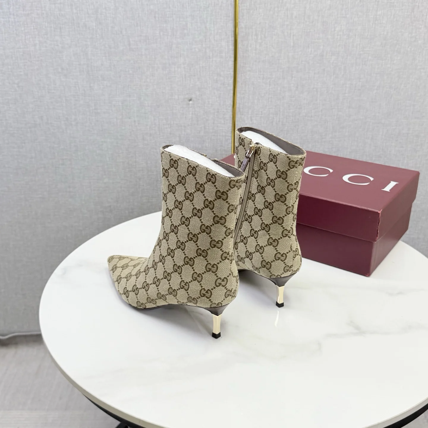GUCCI Booties Patent Leather Beige-Brown EU35-41 C50202609110610 - Image 5