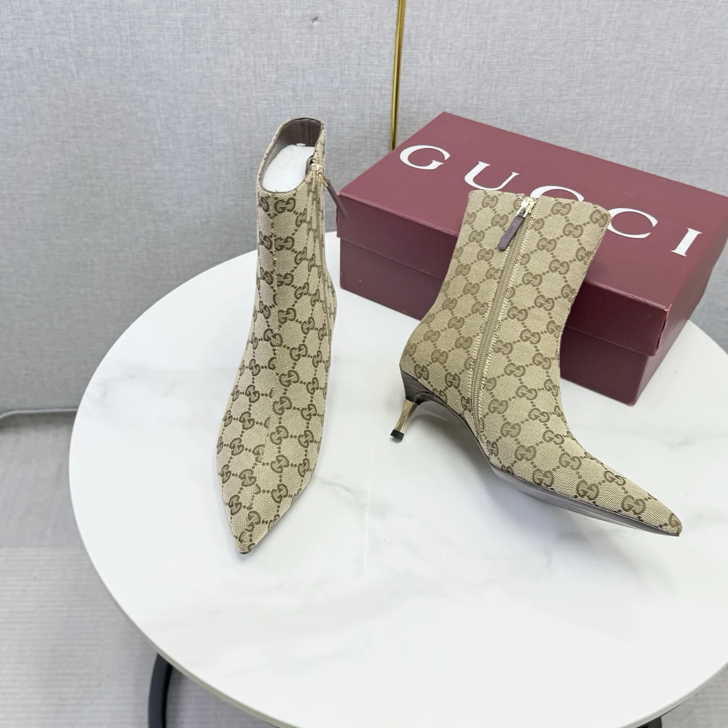 GUCCI Booties Patent Leather Beige-Brown EU35-41 C50202609110610 - Image 6
