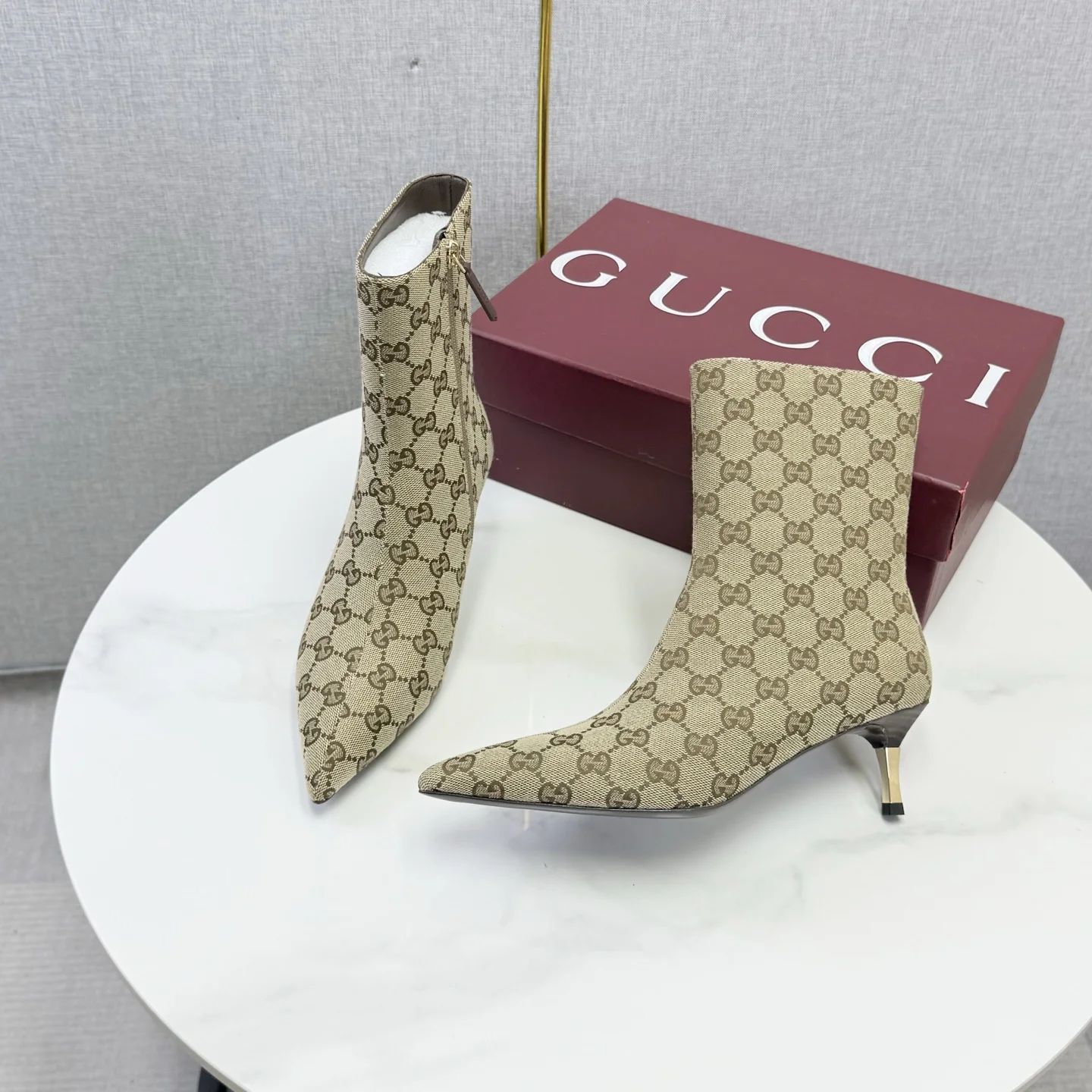 GUCCI Booties Patent Leather Beige-Brown EU35-41 C50202609110610 - Image 7