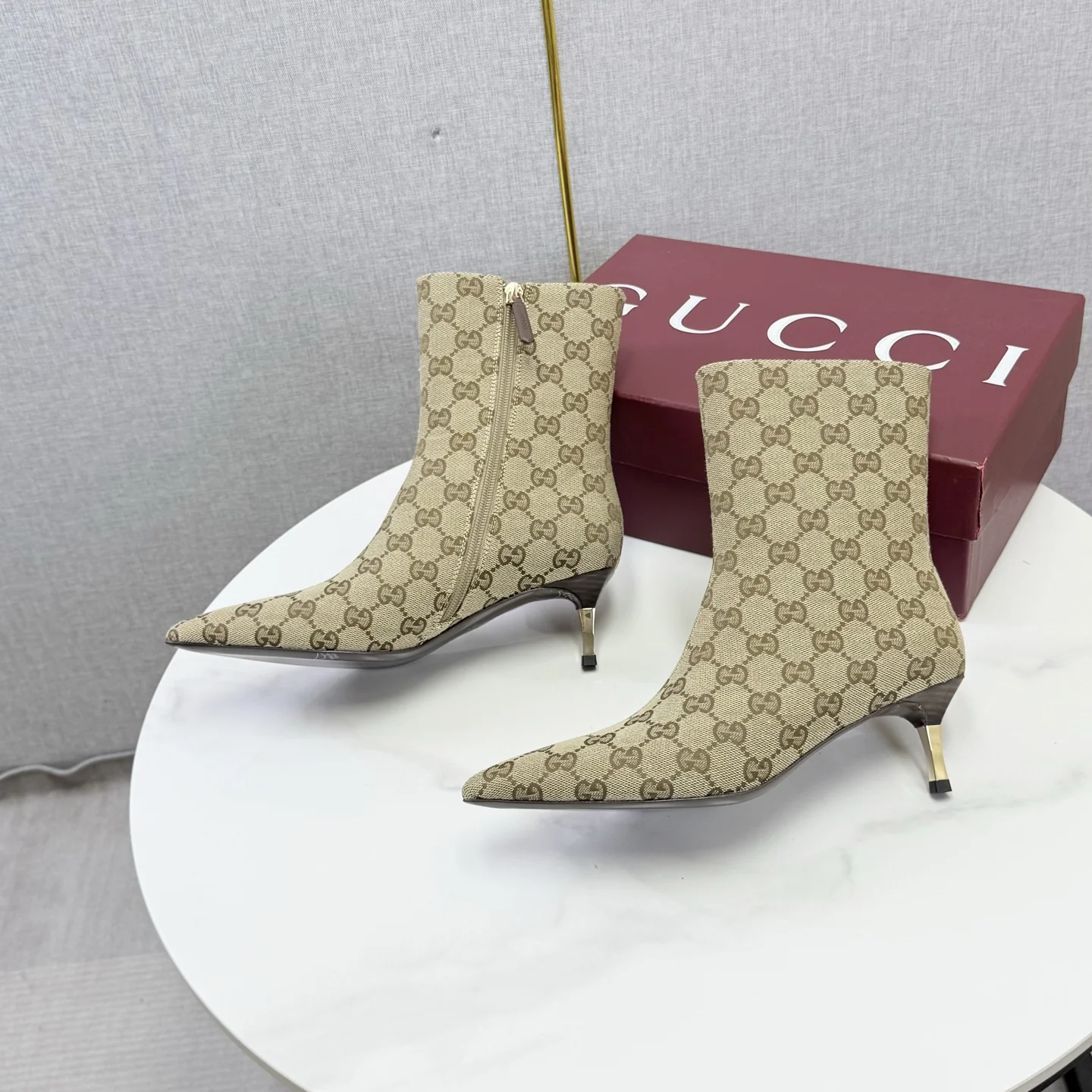 GUCCI Booties Patent Leather Beige-Brown EU35-41 C50202609110610 - Image 8