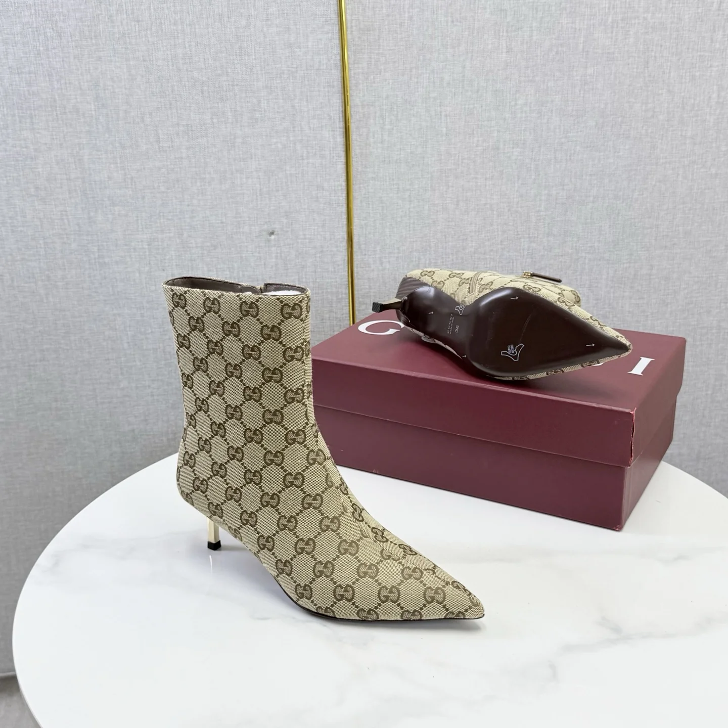 GUCCI Booties Patent Leather Beige-Brown EU35-41 C50202609110610 - Image 9