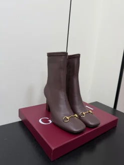 GUCCI Booties Stretch Lambskin Brown-Gold EU35-41 D20202609110754