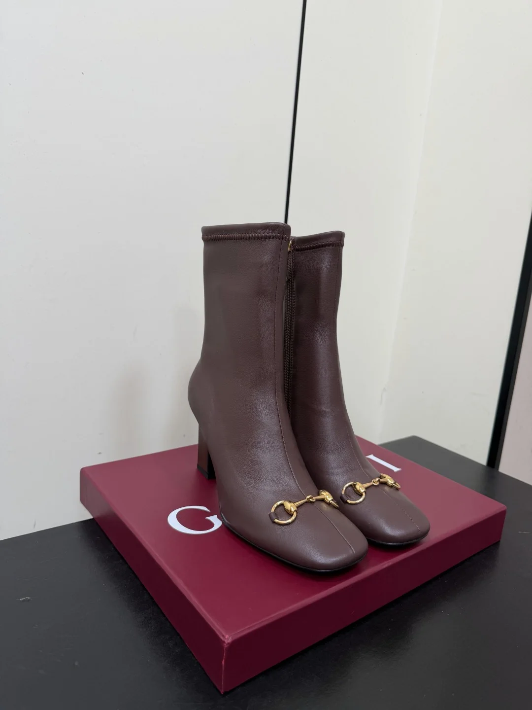 GUCCI Booties Stretch Lambskin Brown-Gold EU35-41 D20202609110754