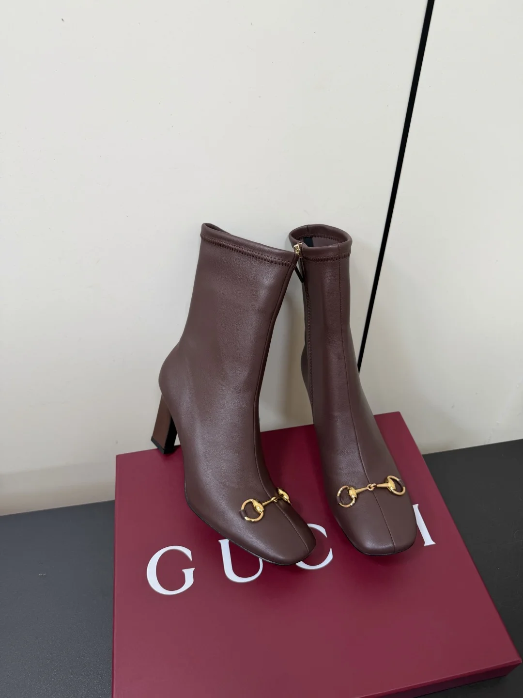 GUCCI Booties Stretch Lambskin Brown-Gold EU35-41 D20202609110754 - Image 5