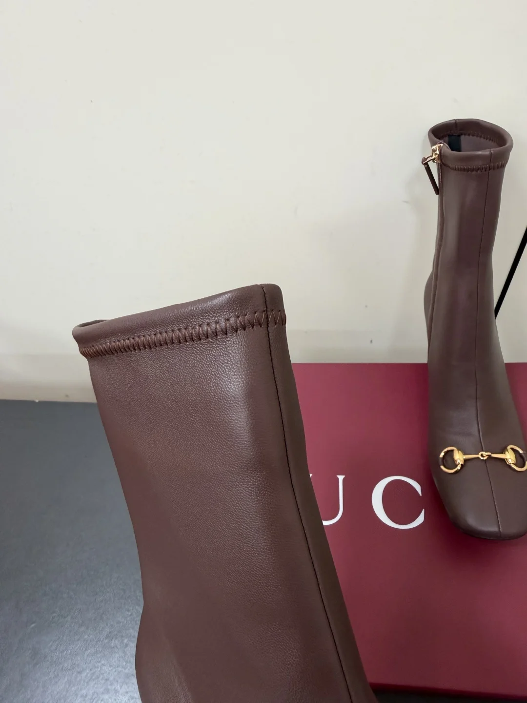 GUCCI Booties Stretch Lambskin Brown-Gold EU35-41 D20202609110754 - Image 8