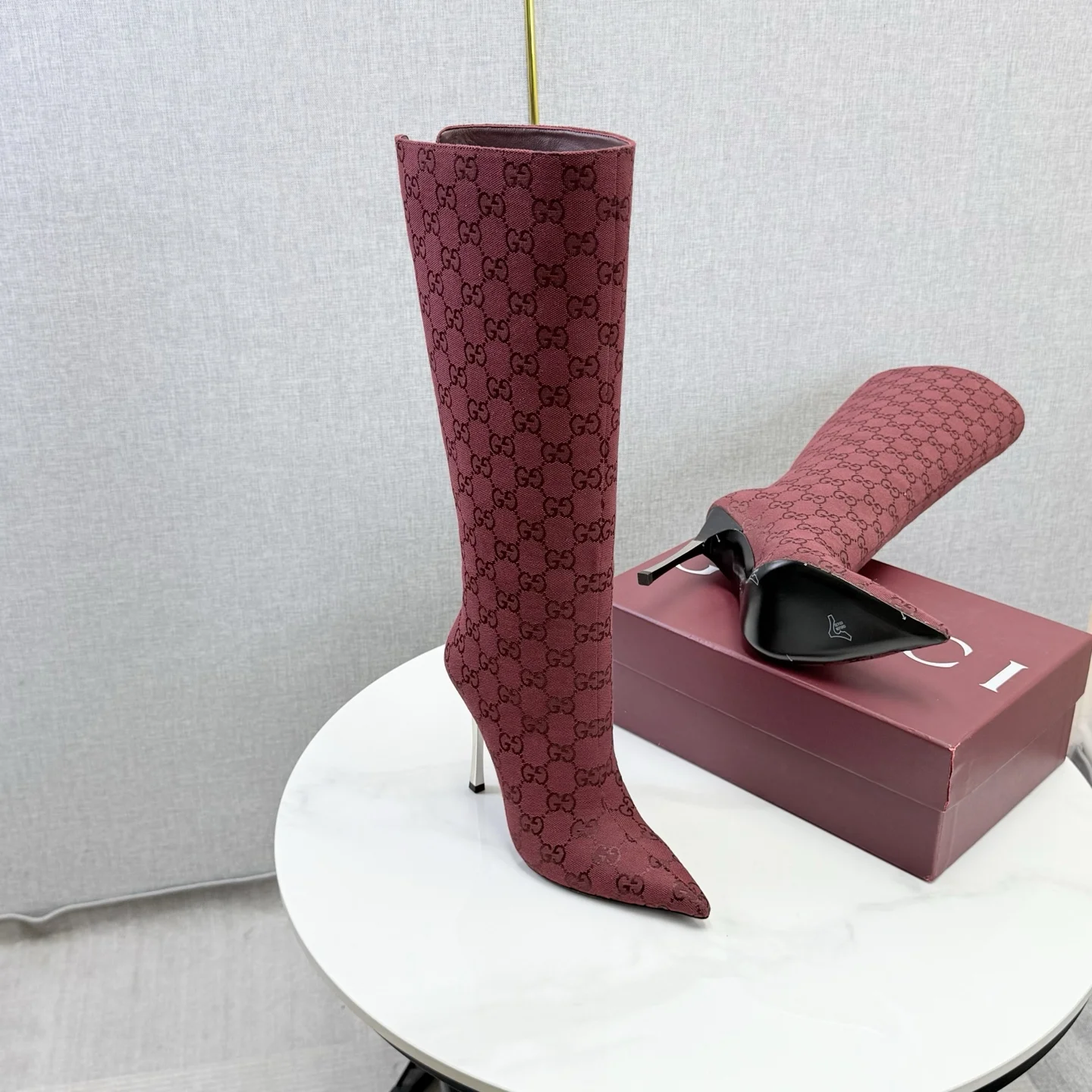GUCCI Boots Burgundy-Silver D80202609110601 - Image 10