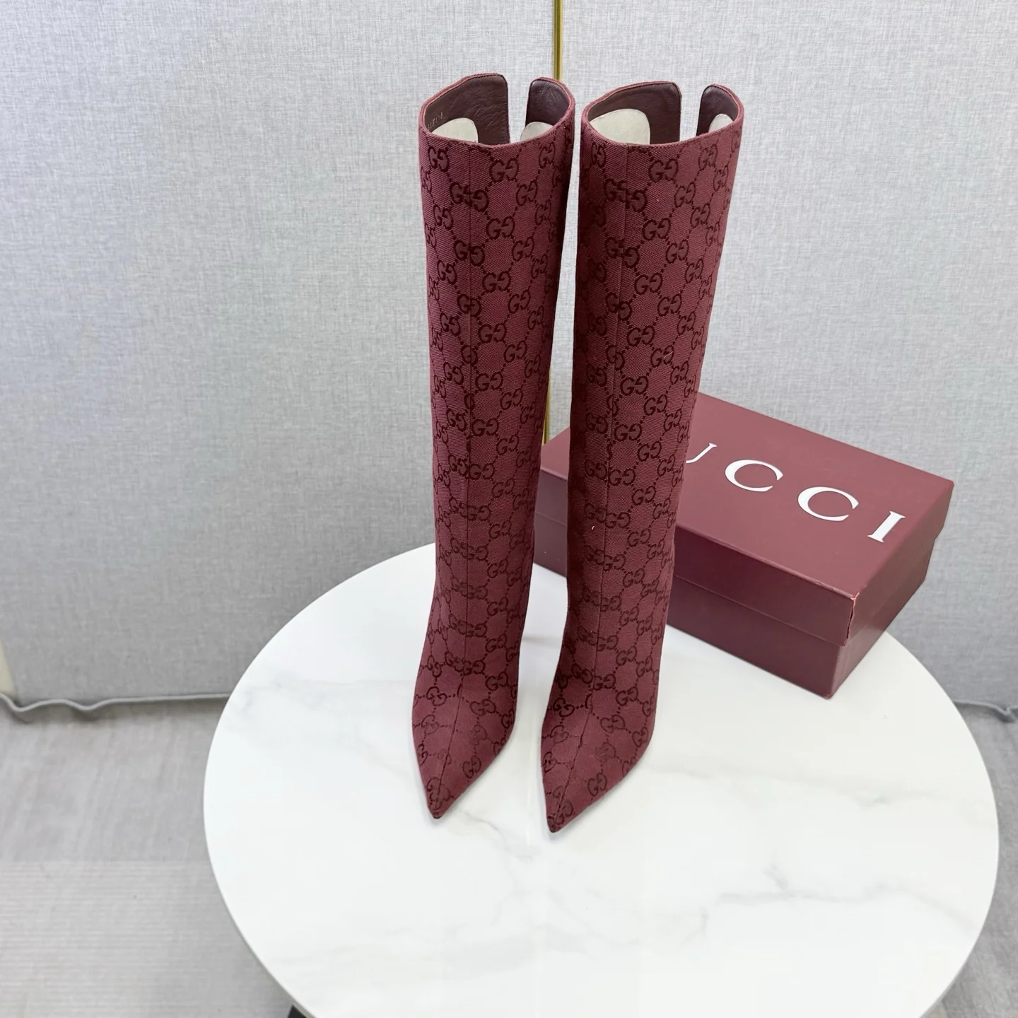 GUCCI Boots Burgundy-Silver D80202609110601 - Image 3