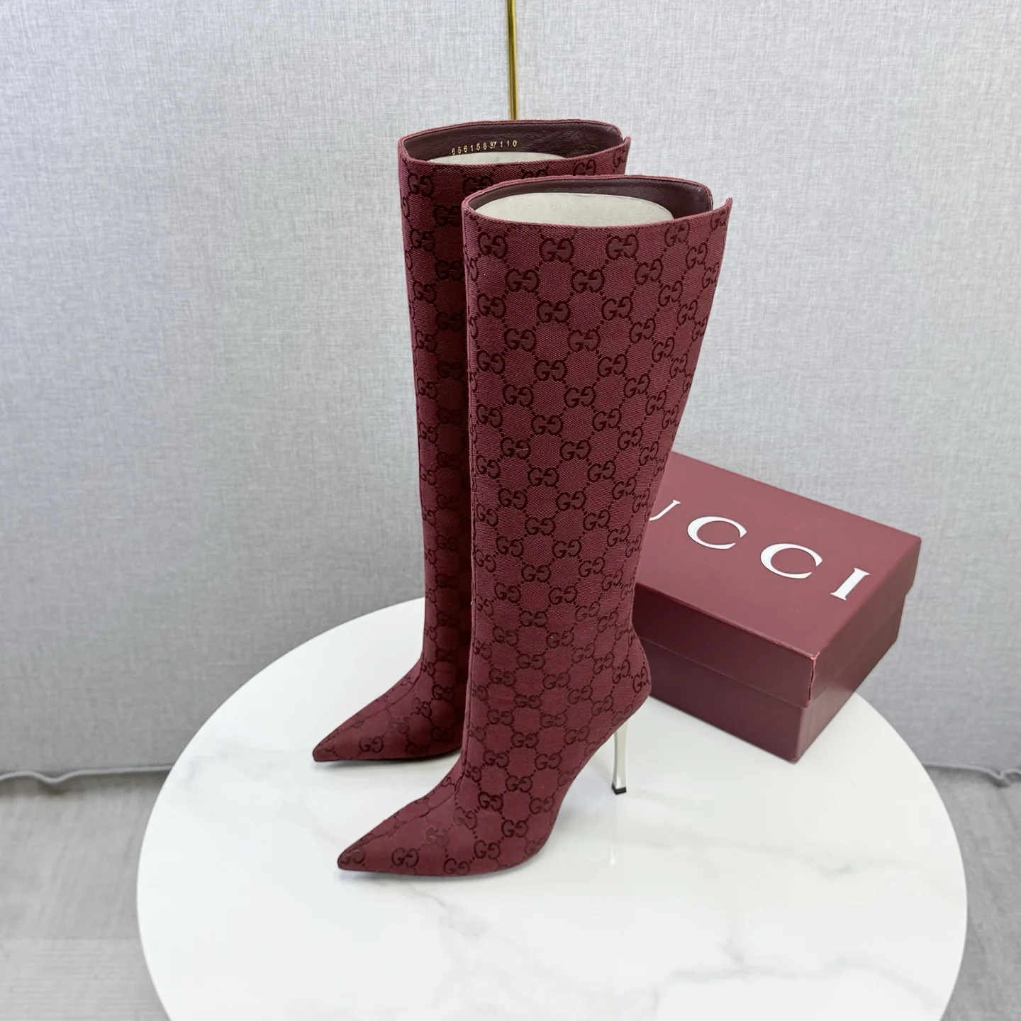 GUCCI Boots Burgundy-Silver D80202609110601 - Image 4