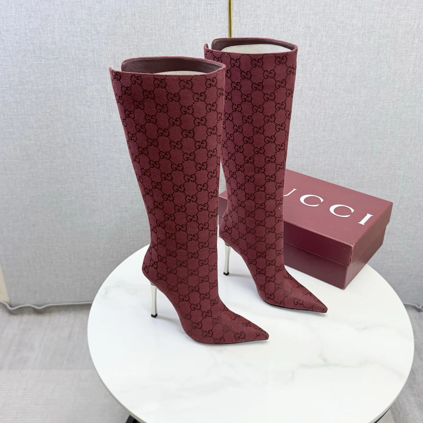GUCCI Boots Burgundy-Silver D80202609110601 - Image 5