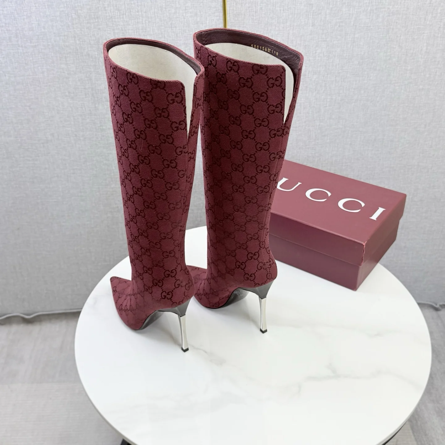 GUCCI Boots Burgundy-Silver D80202609110601 - Image 7