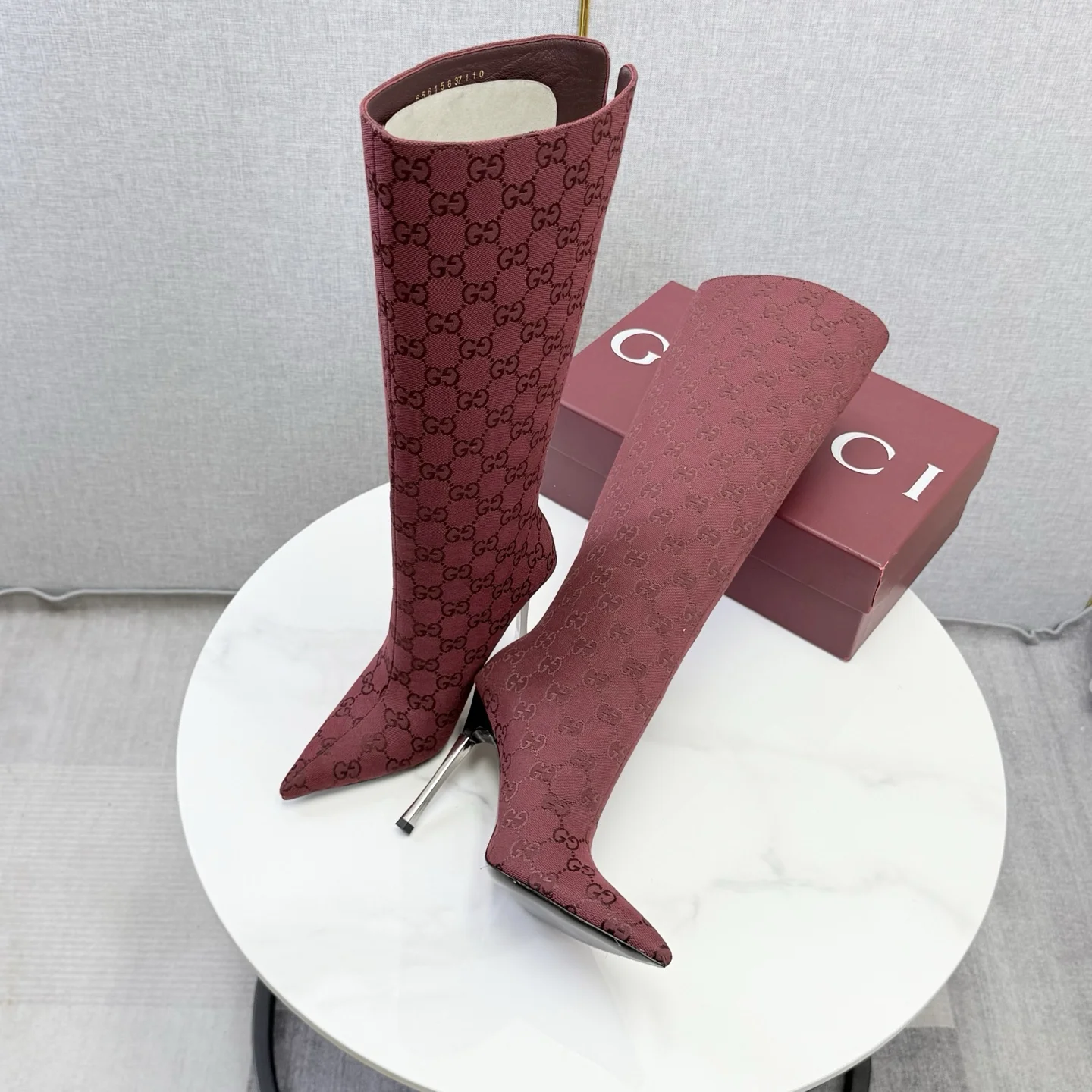 GUCCI Boots Burgundy-Silver D80202609110601 - Image 8