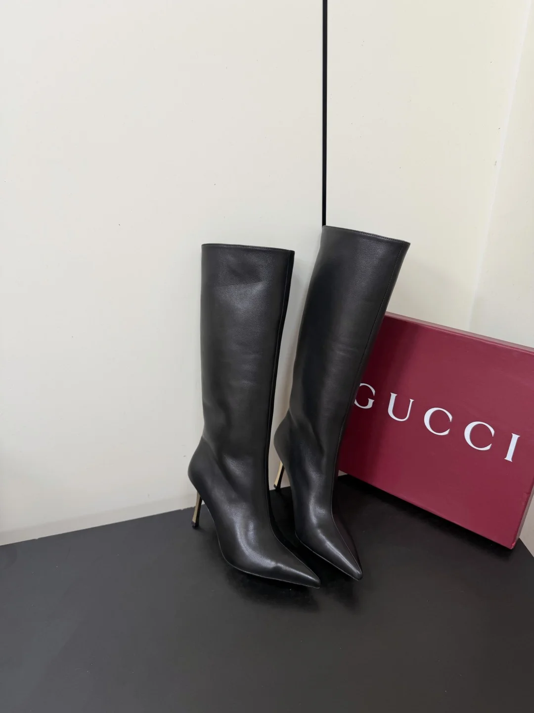 GUCCI Boots Calf Leather Black EU35-42 D80202609110763 - Image 5