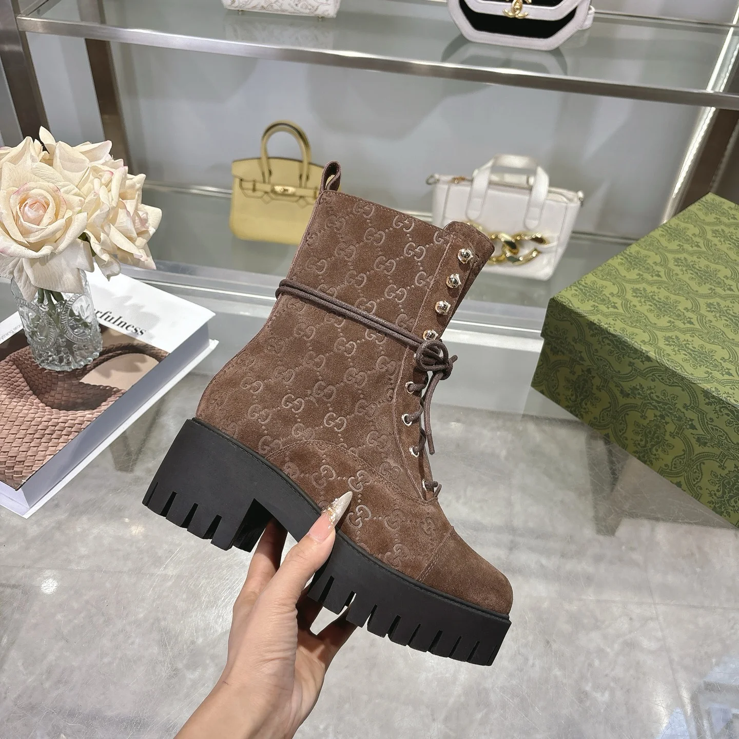GUCCI Boots Leather Brown-Black EU36-42 C30202609111789