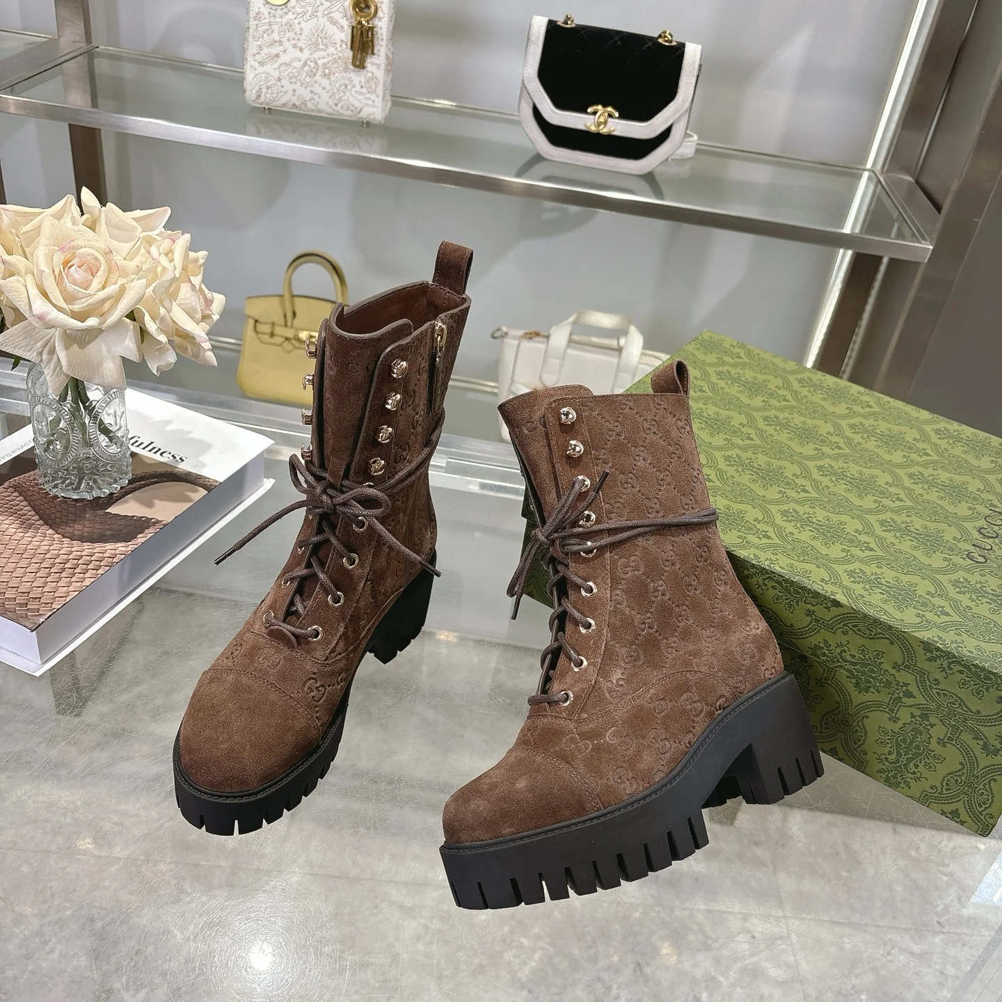 GUCCI Boots Leather Brown-Black EU36-42 C30202609111789 - Image 2