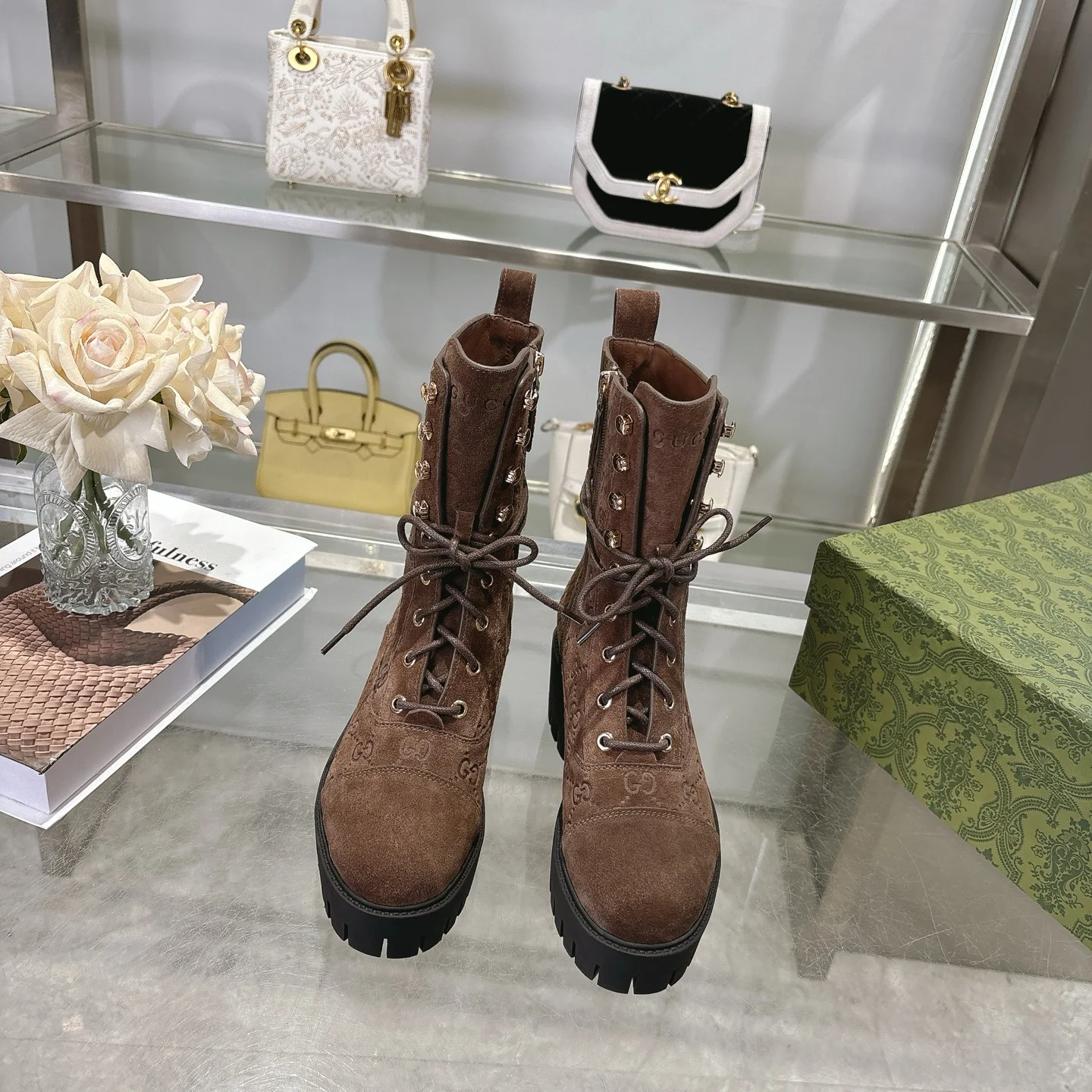 GUCCI Boots Leather Brown-Black EU36-42 C30202609111789 - Image 3