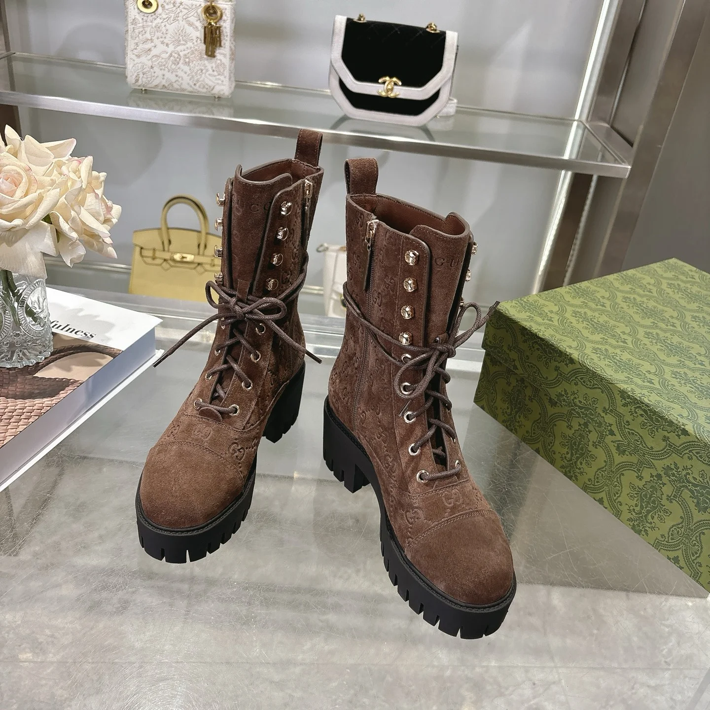 GUCCI Boots Leather Brown-Black EU36-42 C30202609111789 - Image 4