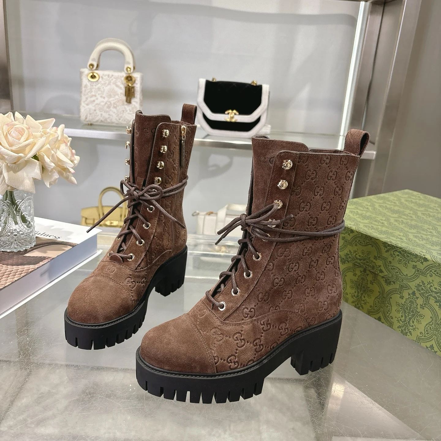 GUCCI Boots Leather Brown-Black EU36-42 C30202609111789 - Image 5
