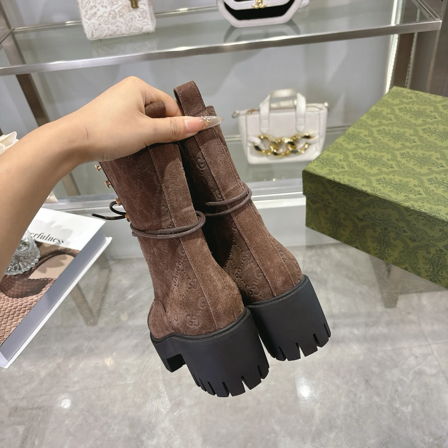 GUCCI Boots Leather Brown-Black EU36-42 C30202609111789 - Image 8