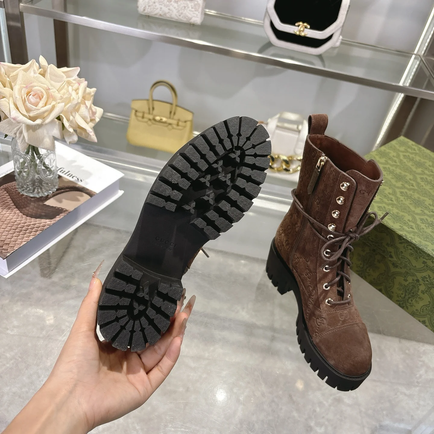 GUCCI Boots Leather Brown-Black EU36-42 C30202609111789 - Image 9