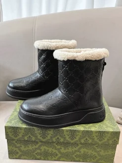 GUCCI Boots Leather Wool Black-Cream EU35-42 B90202609111801
