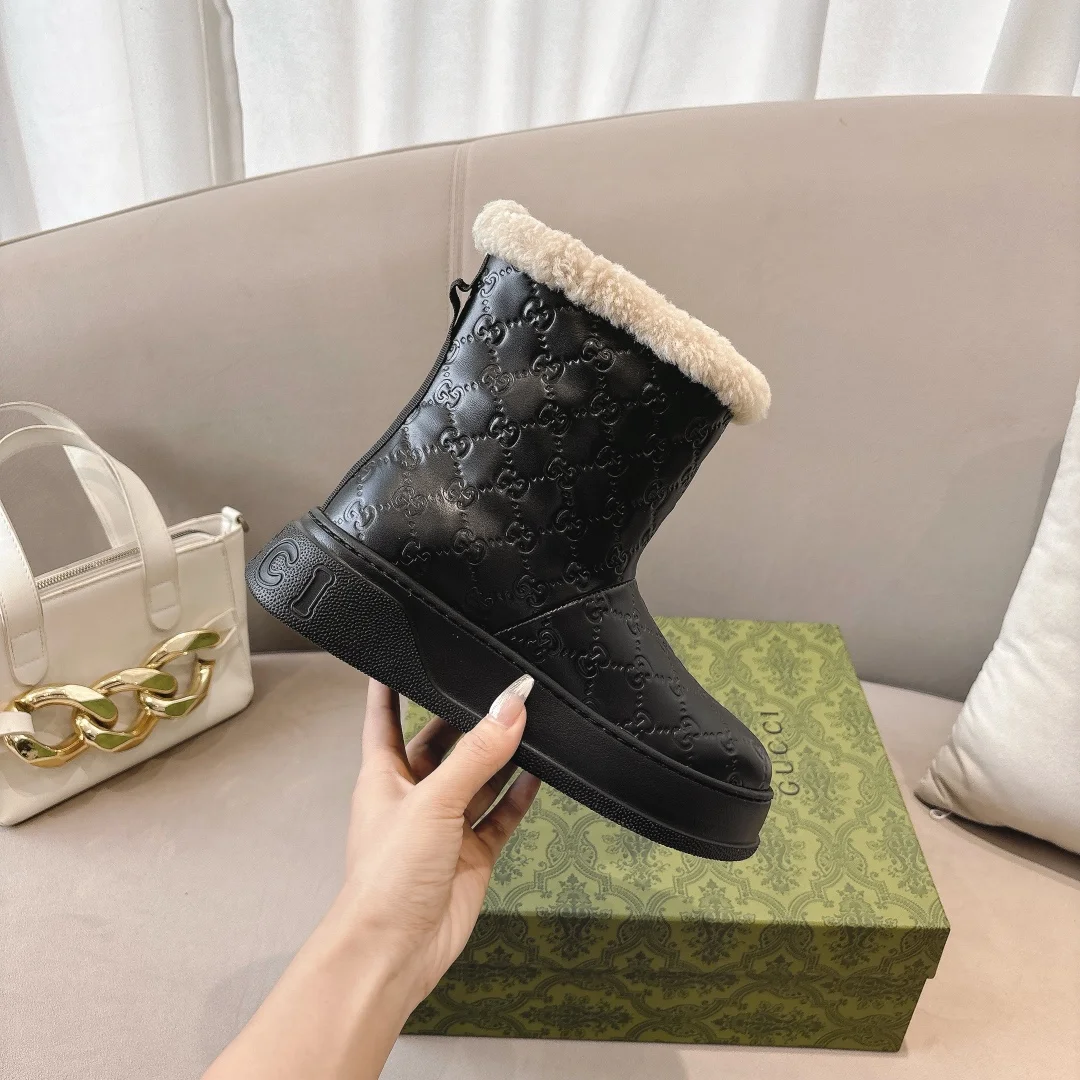GUCCI Boots Leather Wool Black-Cream EU35-42 B90202609111801 - Image 2