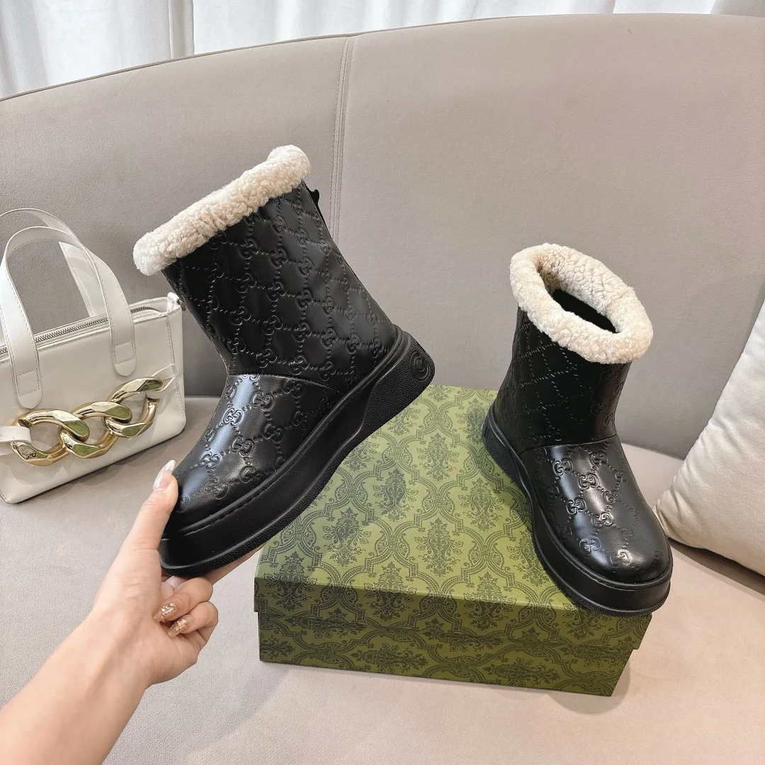 GUCCI Boots Leather Wool Black-Cream EU35-42 B90202609111801 - Image 3