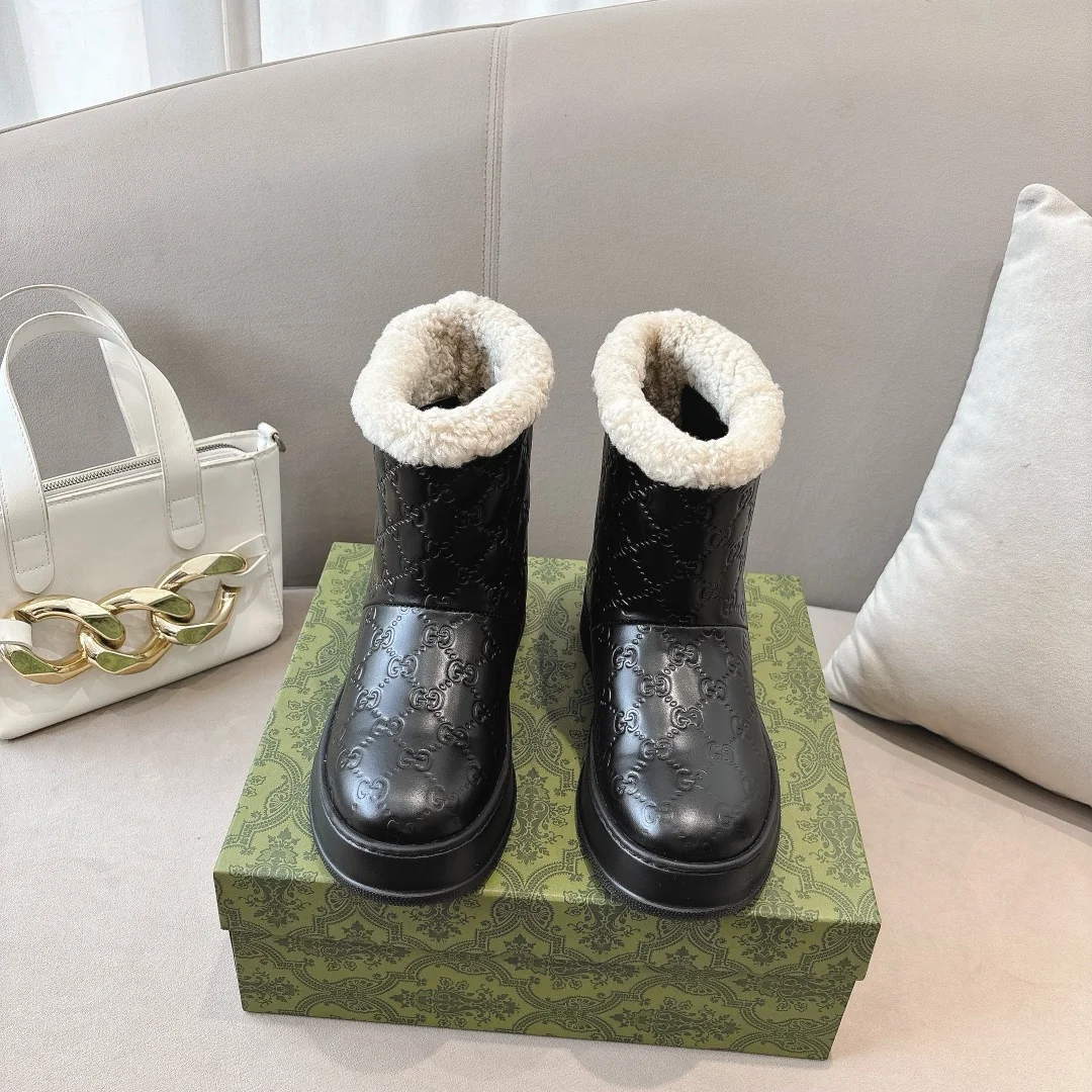 GUCCI Boots Leather Wool Black-Cream EU35-42 B90202609111801 - Image 4