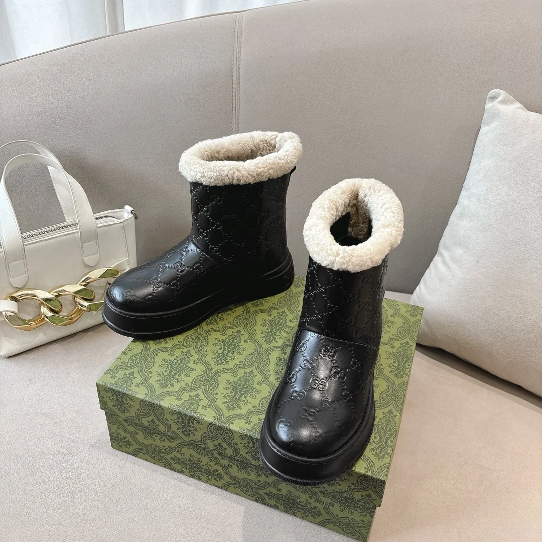 GUCCI Boots Leather Wool Black-Cream EU35-42 B90202609111801 - Image 5