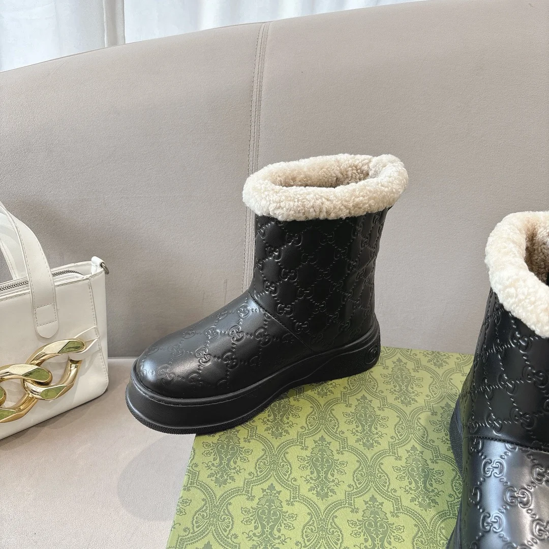GUCCI Boots Leather Wool Black-Cream EU35-42 B90202609111801 - Image 6