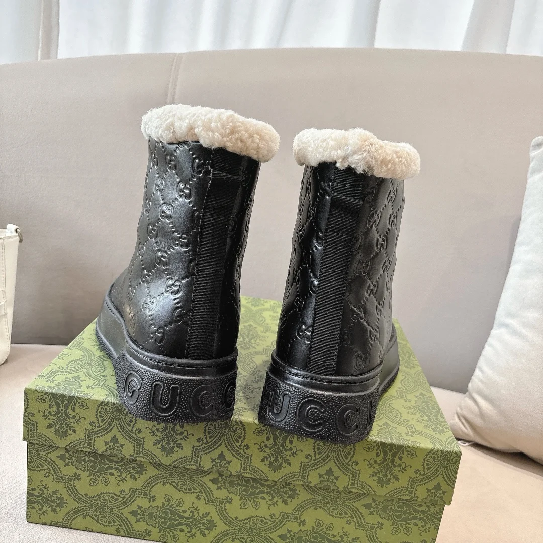 GUCCI Boots Leather Wool Black-Cream EU35-42 B90202609111801 - Image 7