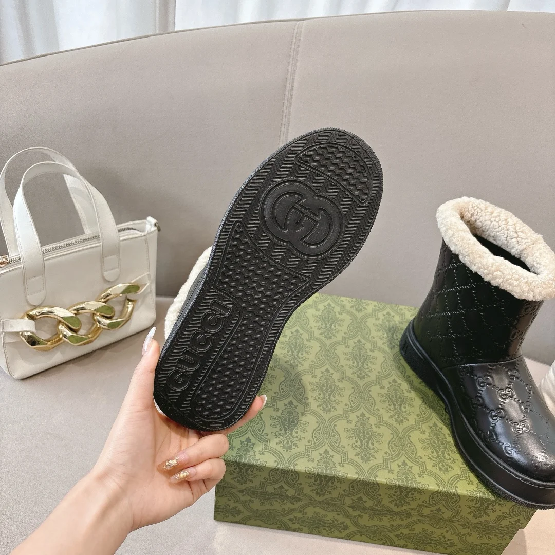 GUCCI Boots Leather Wool Black-Cream EU35-42 B90202609111801 - Image 9