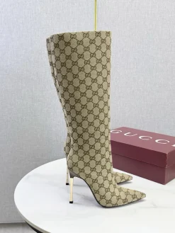 GUCCI Boots Patent Leather Beige-Gold EU35-39 D80202609110602