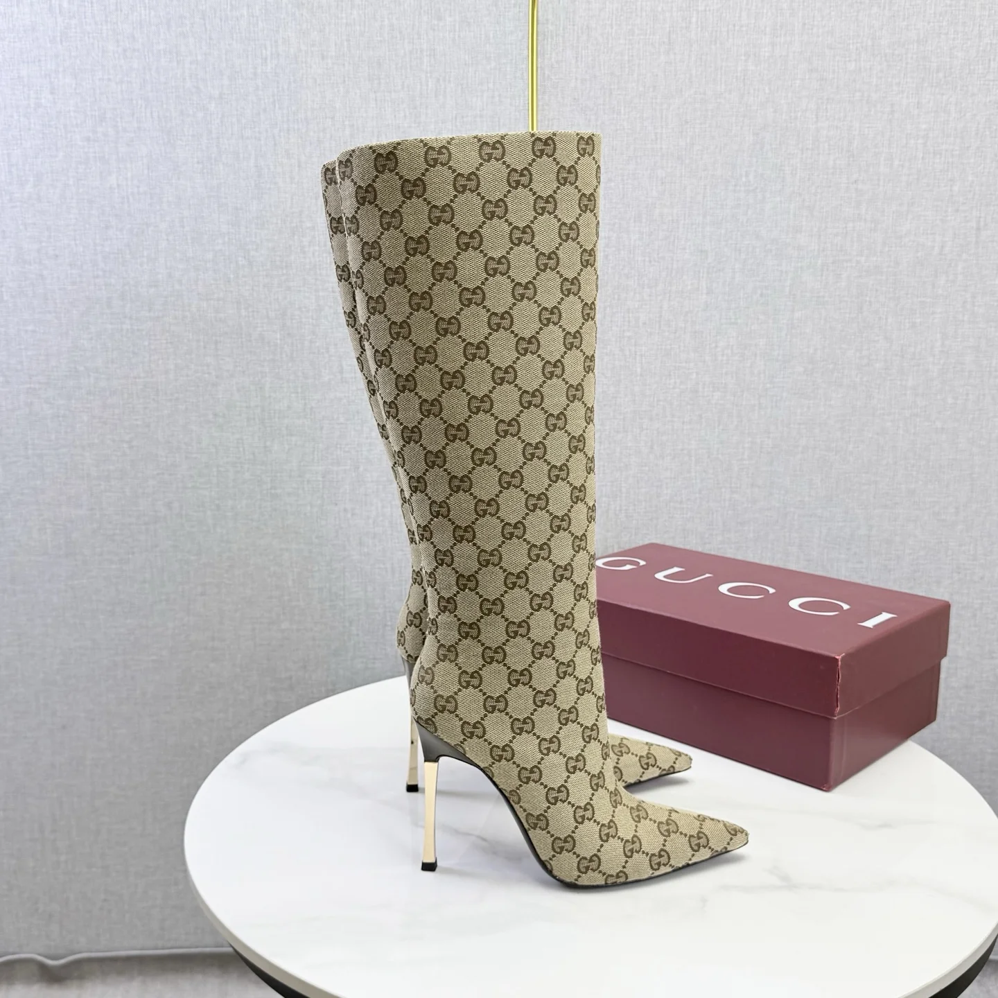 GUCCI Boots Patent Leather Beige-Gold EU35-39 D80202609110602
